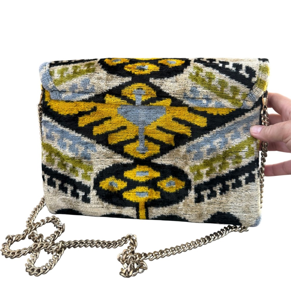 PerfectSilkByMaya Ikat Velvet Bag Handmade Uzbekistan Boho Clutch Crossbody - Picture 2 of 13